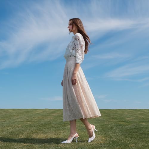 JORISTIMO Womens Slingback Kitten Heels Mesh with Beads and Sequins Embroidered Closed Pointed Toe Slip On Pumps3