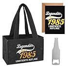 WenmthG Bestickte Männerhandtasche Bier aus Filz mit Flaschenöffner und Süße Karte Legendär seit 1985 Geschenke Geburtstag oder als Mitbringsel Flaschenträger Bierträger Flaschentasche 6 Flaschen