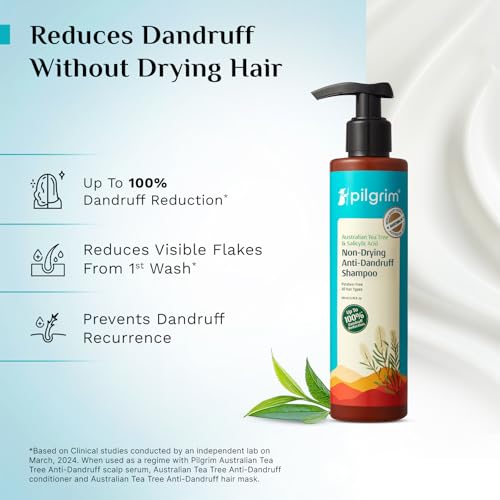 Image of Pilgrim Australian Tea Tree Anti-Dandruff Shampoo & Conditioner For All Hair Type | Smoothens Strands & Detangles Hair | Fights and Prevents Dandruff | For Men & Women (Pack of 1)