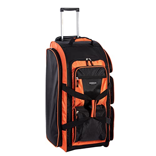 Image of Travelers Club Xpedition 30 Inch Multi-Pocket Upright Rolling Duffel Bag, Bright Orange, 30 inch Suitcase, Xpedition 30 Inch Multi-pocket Upright Rolling Duffel Bag
