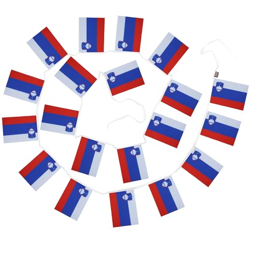Image of AZ FLAG Slovenia 6 meters BUNTING Flag 20 flags 9'' x 6'' - Slovenian STRING flags 15 x 21 cm