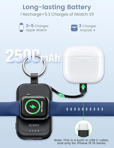 RORRY CharmGo for Apple Watch Charger, 2500mAh Portable Charger for iWatch - 2