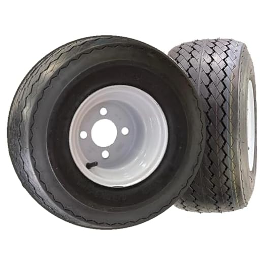Two Golf Cart Tires On Rims 18 X 8.5 X 8 18-850-8 18X8.50-8 White 4 Lug 18 in.