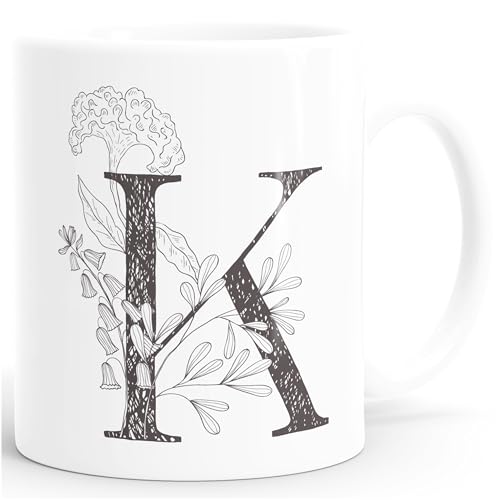 SpecialMe® personalizado Nombre Taza Monograma iniciales regalos personalizados, cerámica, Initiale K blanco., Keramik-Tasse
