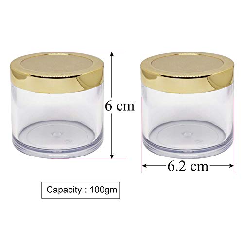Image of Zenvista 100gm Acrylic Shan Jars, With Very Beautiful Gold Lids, for Creams, Face gels & Lip Balms, (Pack of 3)