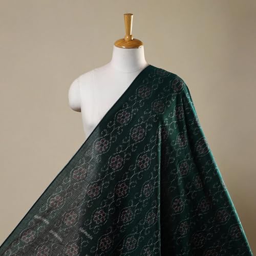 Image of Premium Sambalpuri Ikat Weave Pure Handloom Cotton Shirt Fabric Authentic Odisha Traditional Tie-Dye Craft, Soft & Breathable Natural Cotton Material for Custom Tailoring, Casual & Formal Wear
