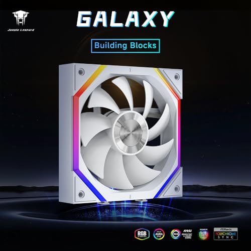 Image of Galaxy 120mm PC Case Fan, ARGB and PWM Cooling Fans PC, Axle Core Double Ring CD Pattern Module Computer Fans, Daisy-Chain 5V RGB Fan (White 3 Pack)