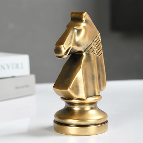 Estatua de ajedrez decoración de oficina caballo rey reina en resina miniatura 5