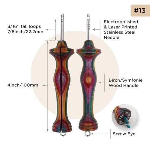 Image of The Oxford Punch Needle #13 (3 /16 inch Loop) Fine Point Punch Needle | Patented Design | Ergonomic Colorful Symfonie Wood Handle | Electropolished Steel Tip | Ideal for Rug Hooking
