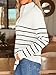 LILLUSORY Women's Quarter Zip Striped Oversized Sweater 2025 Mock Turtleneck Fall Fashion Outfit White-Black M