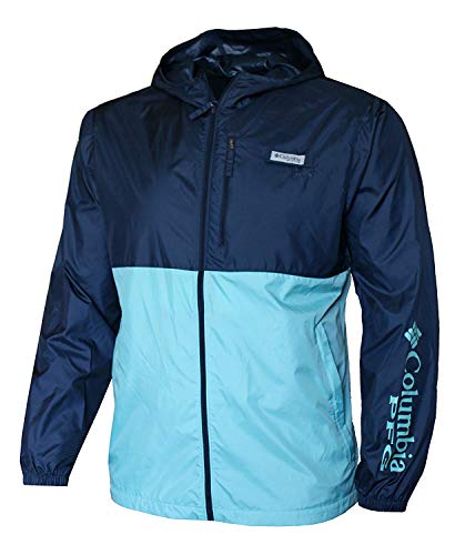 Columbia Men's PFG Morning View Omni Shade UPF 40 Hooded Full Zip Jacket (Collegiate Navy, Teal, XXL)