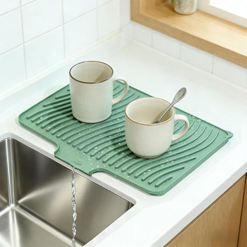 Alfombrilla de silicona de secado rápido para fregadero y utensilios de cocina 4