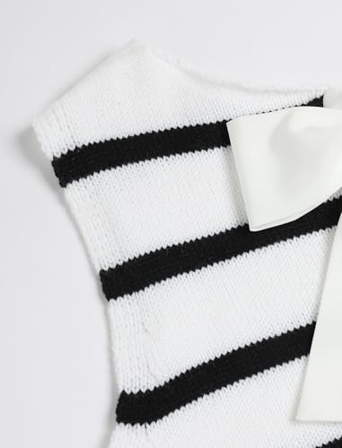 ZAFUL Sweater Vest Top for Women Casual Cropped Bow Tie Back Sleeveless Sweaters Knitted Tank Tops 20254