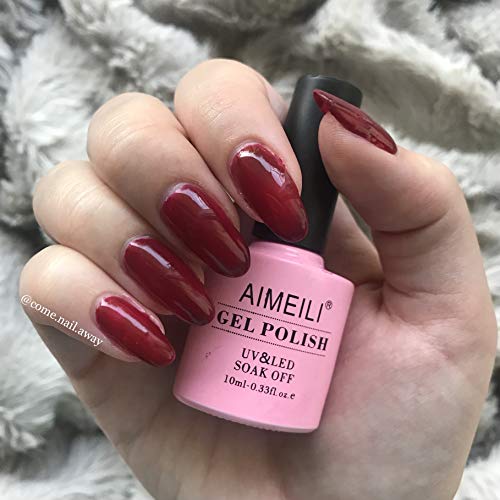 AIMEILI Roter Nagellack UV LED Gellack ablösbarer Dunkelroter Nagellack 10ml - Red Vixen (010) – Bild 3