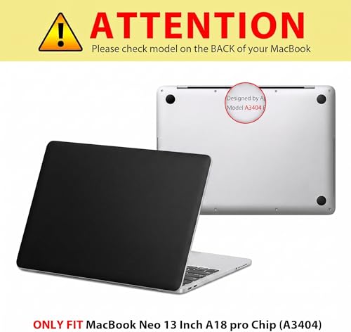 Image of Saco Laptop Sticker Skin Compatible with 2026 MacBook Neo 13 Inch with A18 Pro Chip Model A3404, Matte Finish, Scratch Resistance, Decal Skin - Black