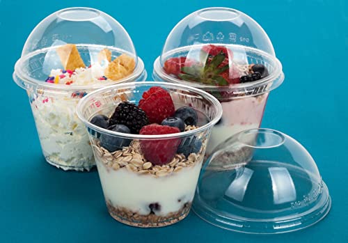 Image of Golden Apple Cup series, 9oz Clear Plastic cups with Dome lids no hole 50sets, BPA Free