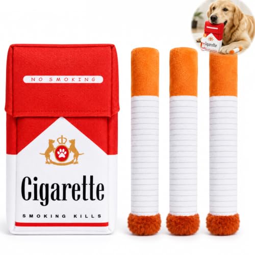 Derkiua Novelty Cigarette Dog Interactive Toy Funny Squeaky Chew Toy Durable Cute Pet Birthday Gift Funny Dog Toys for Small to Medium Breed Dogs