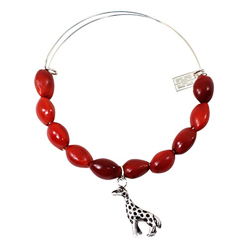 Image of Silver Giraffe Llama Charm Adjustable Bangle Bracelet for Women- inch Symbol of Energy, Power & Strength w /Meaningful Good Luck Seed Beads - Handmade Jewelry | Great Gifts for Mom, Daughter, Sister,