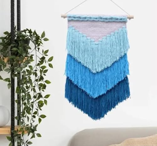 Macramé mural bohème bleu pour habiller un mur vide