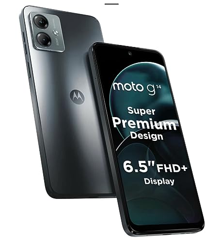 Image of Motorola G14 (Steel Gray, 4GB RAM, 128GB Storage) | 6.5 FHD+ Display | UNISOC T616 Octa-core Processor | 50 MP Camera Quad Pixel Technology | Fingerprint | 5000 mAh Battery 20 W TurboPower Charging