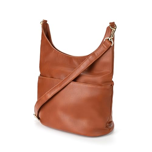 LEABAGS Damen Schultertasche, Venice Umhängetasche Damen Elegante, Damen Leder PU Tasche mit verstellbaren Schultergurt, Damentasche Stylisch mit Ersatz-Schultergurt für Arbeit Uni Schule Freizeit
