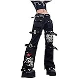 Lulupi Damen Gothic Kleidung Mantel Jacke Kleid Hose Oberteil Shirt Rock Pullover Schuhe Schmuck Moon Druck Schwarz Punk Harajuku Stil Vintage Cosplay Karneval Fasching Halloween Kostüm