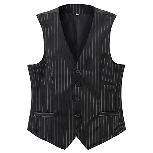 Gionforsy Mens Suit Vest 1920s Mens Vest Slim Fit Formal Business Gangster Waistcoat