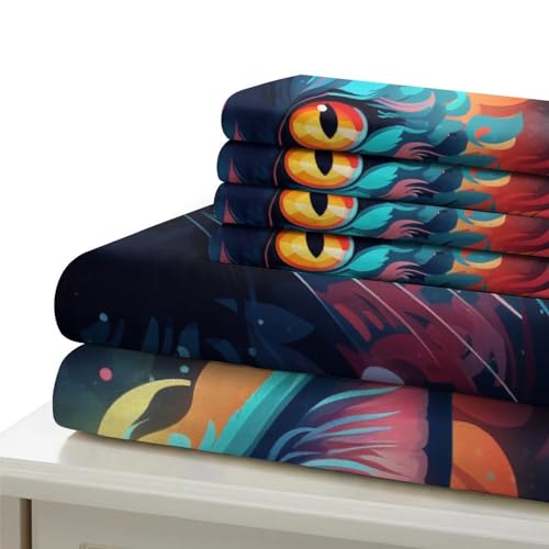 Parure de lit 3D imprimé chaton coloré en microfibre douce avec zip éco - 6