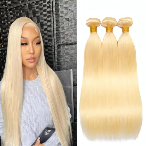 LOIUMGUU Color #613 Straight Bundles Blonde Human Hair Bundles 8
