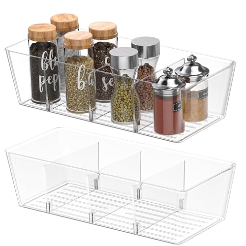 BALEINE Pantry Organizers and Storage Bins with Removable Dividers, BPA-Free (2PK)