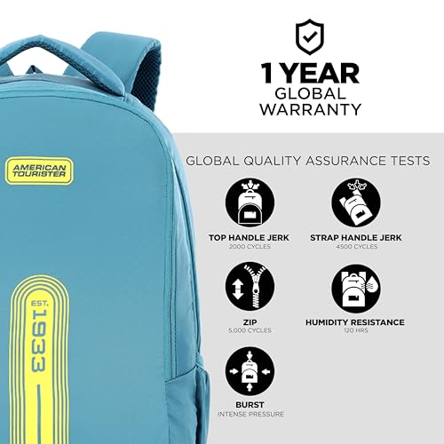 Image of American Tourister ACTON 02 Laptop Backpack, 33L with Spacious Interios and Multiple Compartments for Men and Women - Dark Teal