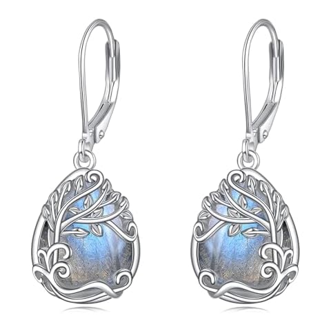 Labradorite Tree of Life Drop Earrings Cover
