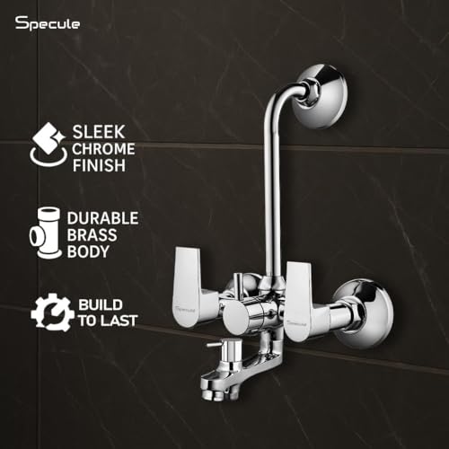 Image of Nyra 3 In 1 Wall Mixer with Hand Shower 1.5 Meter Hose | Multi Flow Handshower Set | Chrome Finish Premium Bathroom Shower Set | Wall Mixture
