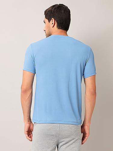 Image of TECHNOSPORT Men's Slim Fit Polyester Activewear Sports T-Shirt with Moisture-Wicking Comfort for Workout, Running & Gym