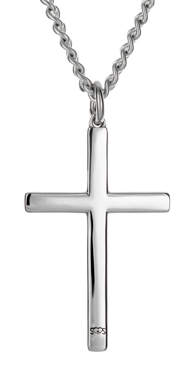 Shields of Strength Philippians 4:13 Cross Necklace for Men Stainless Steel or Gold Plated Christian Jewelry – Engraved “I Can Do All Things Through