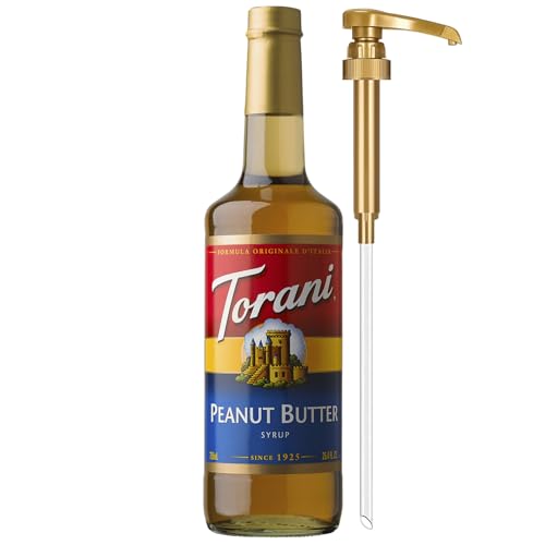 Image of Torani Coffee Syrup, Peanut Butter Flavoring for Drinks, Glass Bottle with Pump Included, 25.4 Fl Oz