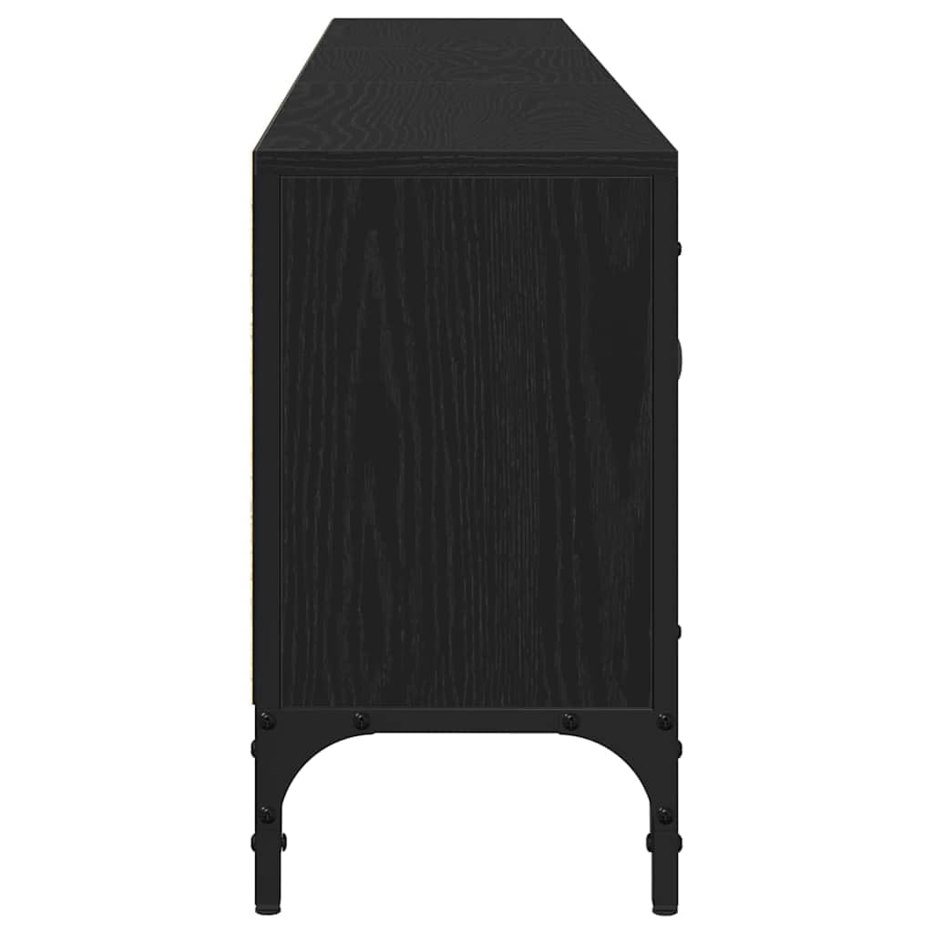 Mobile TV nero, effetto rovere, 200 x 25 x 44 cm, mobile basso