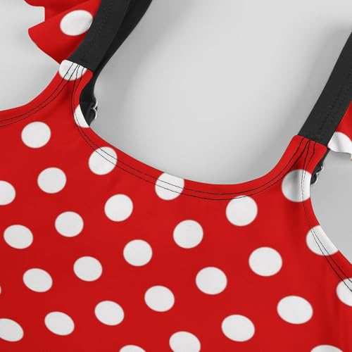 Image of Girls One Piece Swimsuit Polka Dots Ruffles Swimwear Bathing Suits 3-12 Years