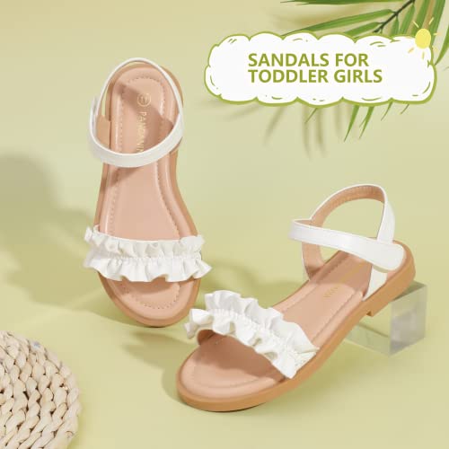 Image of PANDANINJIA Girls Sandals, Open Toe Cute Bow Princess Girls Flats, Sparkly Summer Dress Shoes Sandals for Toddler /Little Kid /Big Kid