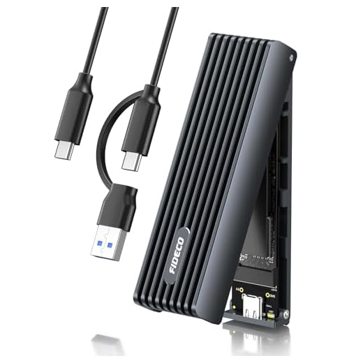 FIDECO M.2 NVMe Enclosure, USB 3.2 Gen 2, 10Gbps NVMe SSD Enclosure, PCIe NVMe Adapter for M & M+B Key, Support UASP and Trim, Full Aluminum Alloy Body, Sandwich Style Design, Tool-Free Installation