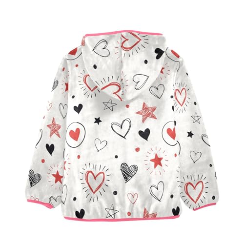 OTVEE Valentine Doodle Hearts Stars Kids Hoodie Jacket Fall Spring Full Zip Warm Outwear Coat2