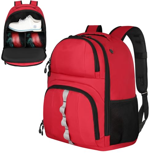 2 Ball Bowling Backpack Bowling Ball Bag with Shoe Compartment & Portective Foam Padded Fits Shoes Up to US Mens Size 16 and Accessories