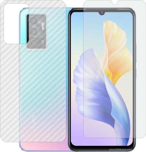 Image of Matte Screen Guard & Carbon Fiber Back Skin Combo, Flexible Fiber Material Not Glass, Front & Back Impossible Screen Guards for VIVO V2126