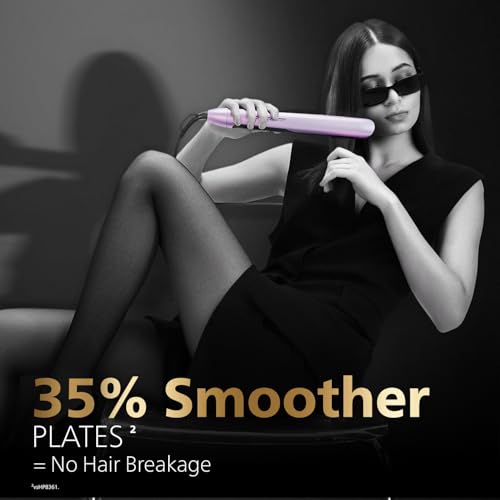 Image of Philips India's No.1 Hair Styling Brand - One Stroke Hair Straightener | 50% Faster Straightening | 3 days salon-like hair | 12 Temperature Settings (120-230C) Designed for Indian Hair | BHS530