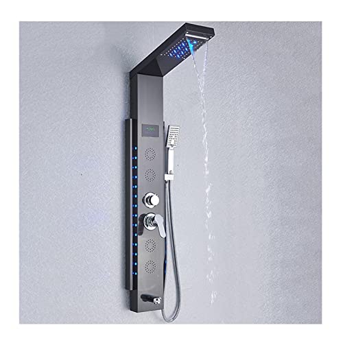 Sistema de columna de ducha con monomando, panel de acero inoxidable, pantalla digital LED y 5 funciones de salida de agua miniatura 1