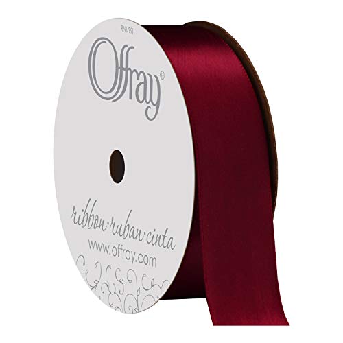 Image of Berwick 329955 7 /8 inch Wide Single Face Satin Ribbon, Sherry Red, 6 Yds