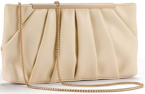 Image of Clutch Purse Dressy Pleated Formal Evening Bag Simple Classy Handbag for Women