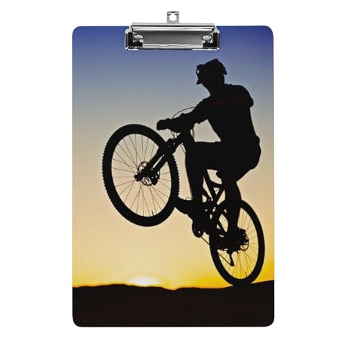Clipboard bicyclette au coucher du soleil porte-formulaires rigide en finition haute définition