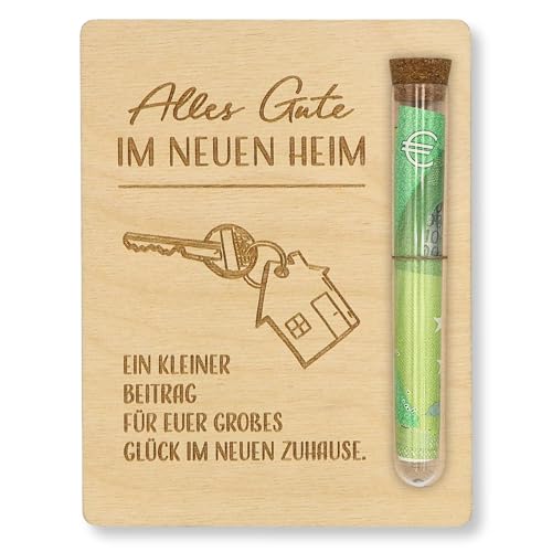 ZUKLA Verpackung für Geldgeschenke - 13 x 10 cm - mit Reagenzglas - Geschenke für Einzug - Einweihungsgeschenk Haus - Einzugsgeschenke Wohnung
