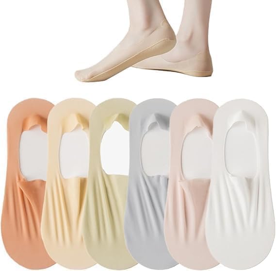 Invisible Non-slip Ice Silk Socks, 4 Pairs Silicone Ice Silk Breathable Socks, No Show Socks for Women and Girls - Multicolor-image-14